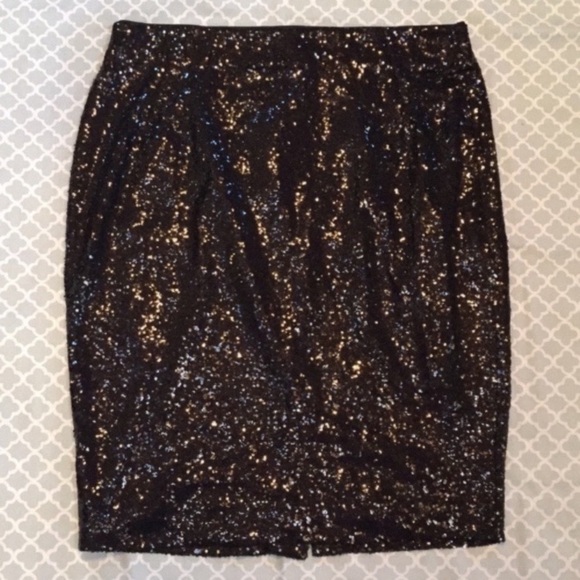 Lane Bryant Black Sequin Pencil Skirt 16